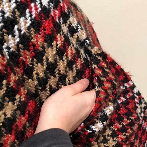 NVLT Houndstooth Pea Coat Peacoat Size 4 Red Tan Black - Picture 4 of 12